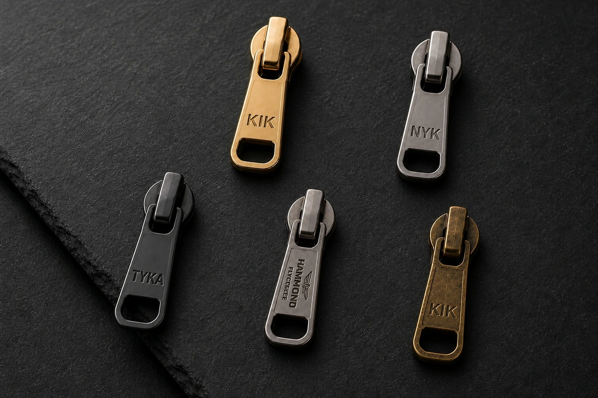 Zipper sliders in multiple metallic finishes