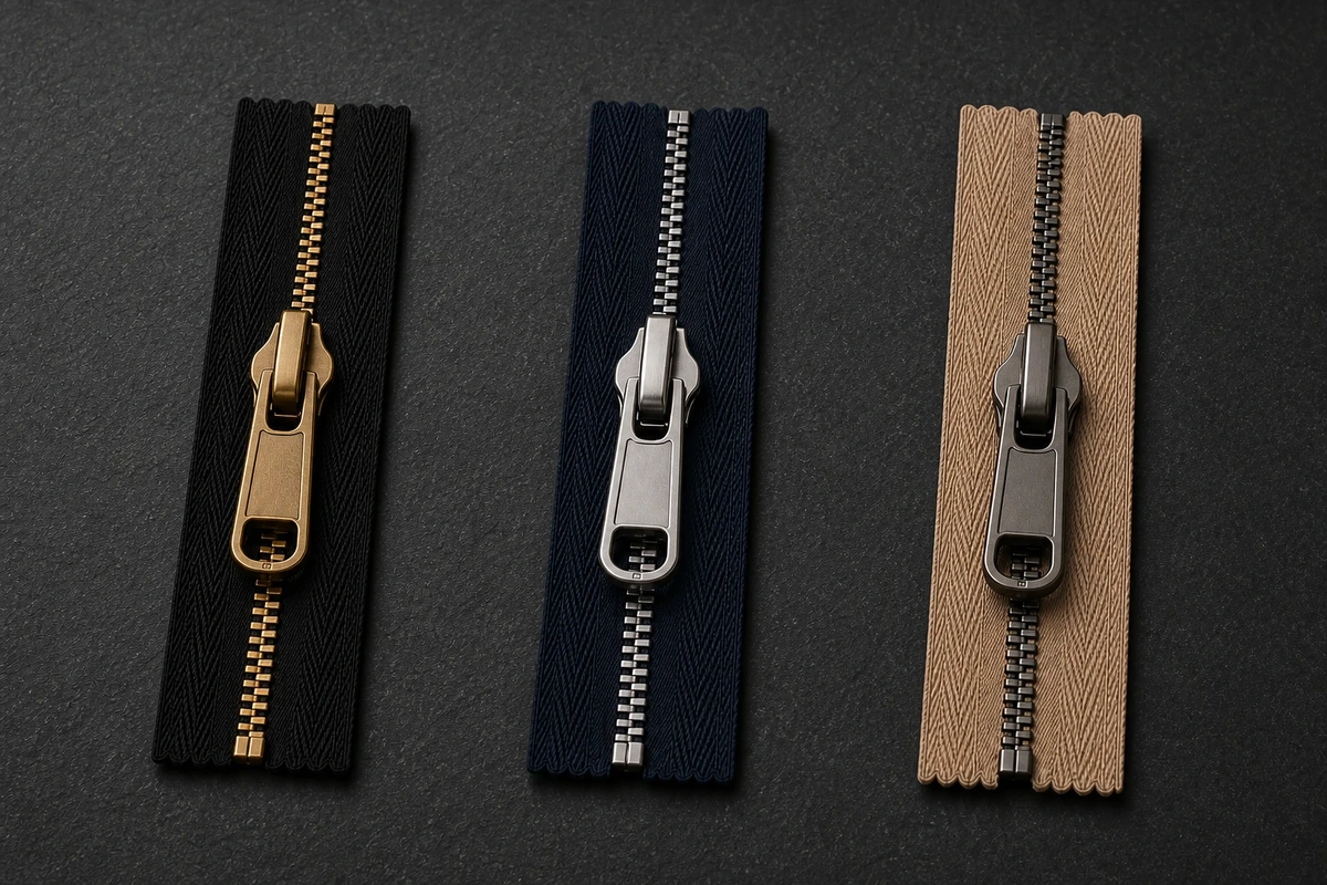 Metal zippers in multiple tape and metal finishes
